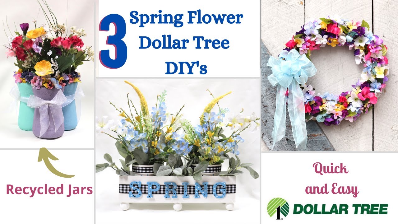 3 High End New Spring Decor Dollar Tree DIYs | Flower Wreath DIY  Dollar Tree New Decor Crafts