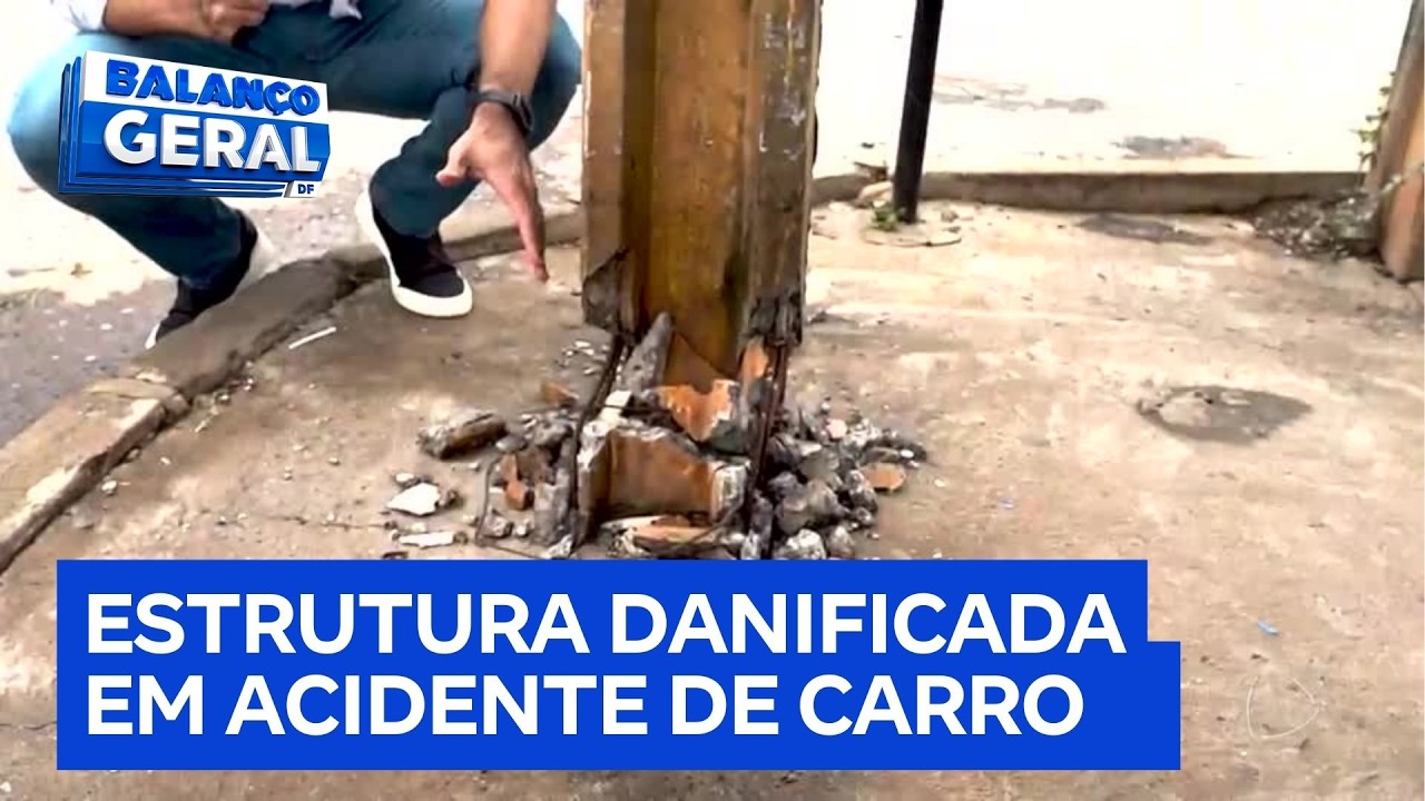 Poste danificado ao lado de parada escolar preocupa moradores em Planaltina (DF) | Balanço Geral DF
