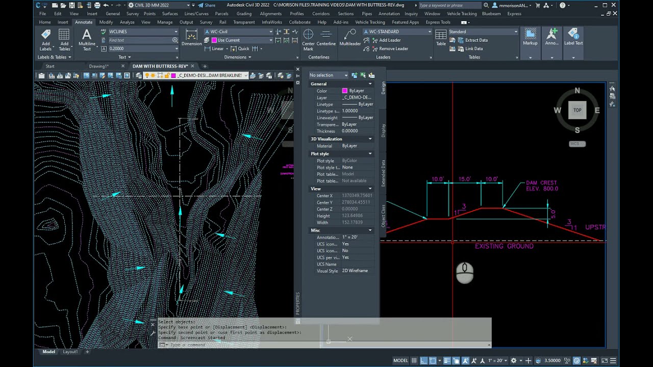 DAM DESIGN CIVIL 3D BASIC GRADING FOR A DAM