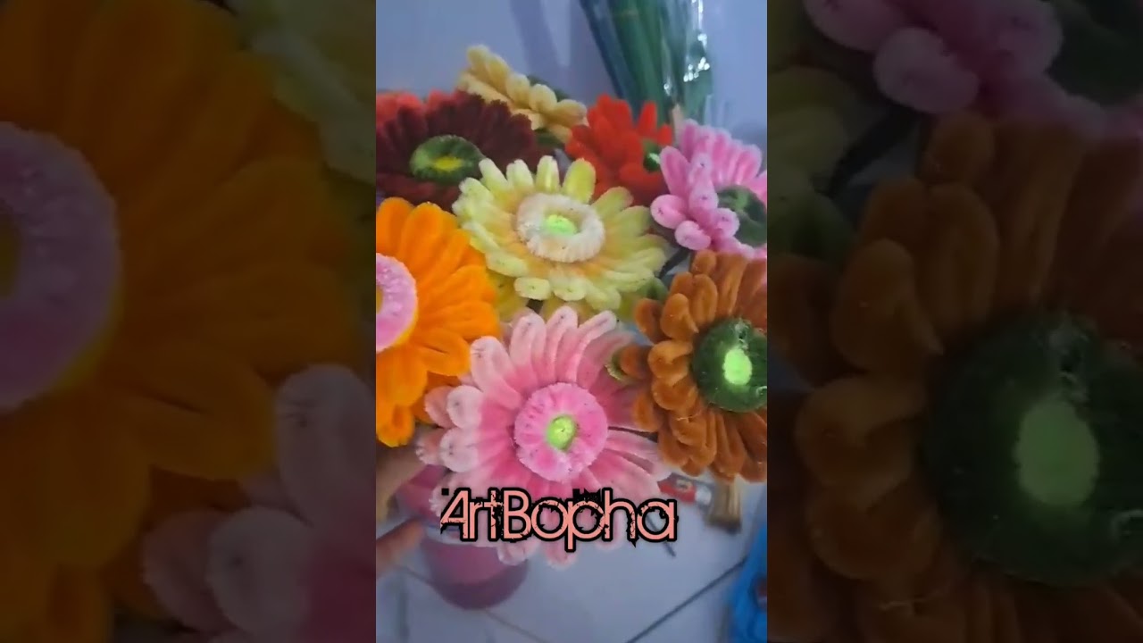 Handmade DIY pipe cleaner flowers# DIYflowers # day # craft # flower # tutorial # gift