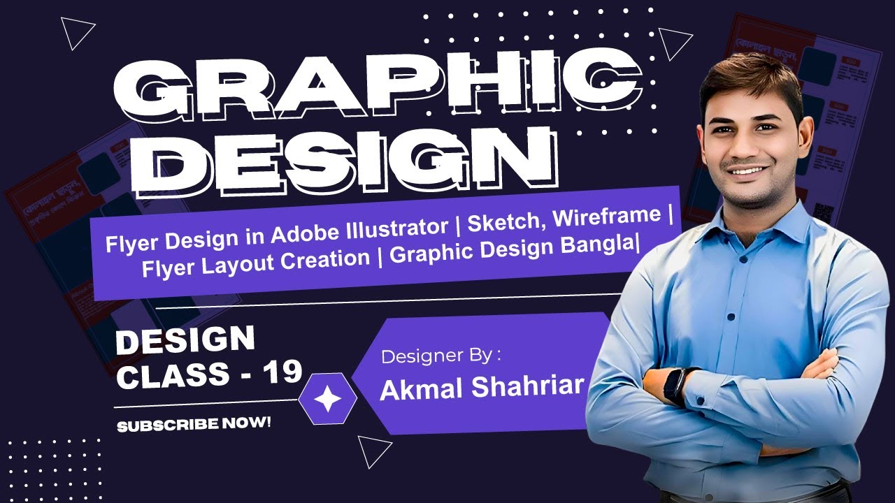 Flyer Design in Adobe Illustrator | Sketch | Wireframe | Layout Creation | Graphic Design Bangla