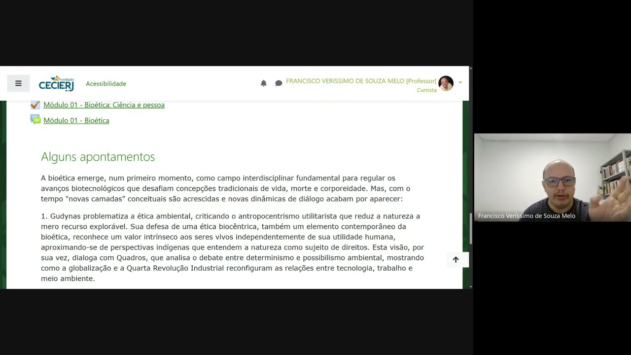 Apresentação do curso   Bioética aplicada e os dilemas do ensino de Filosofia na contemporaneidade