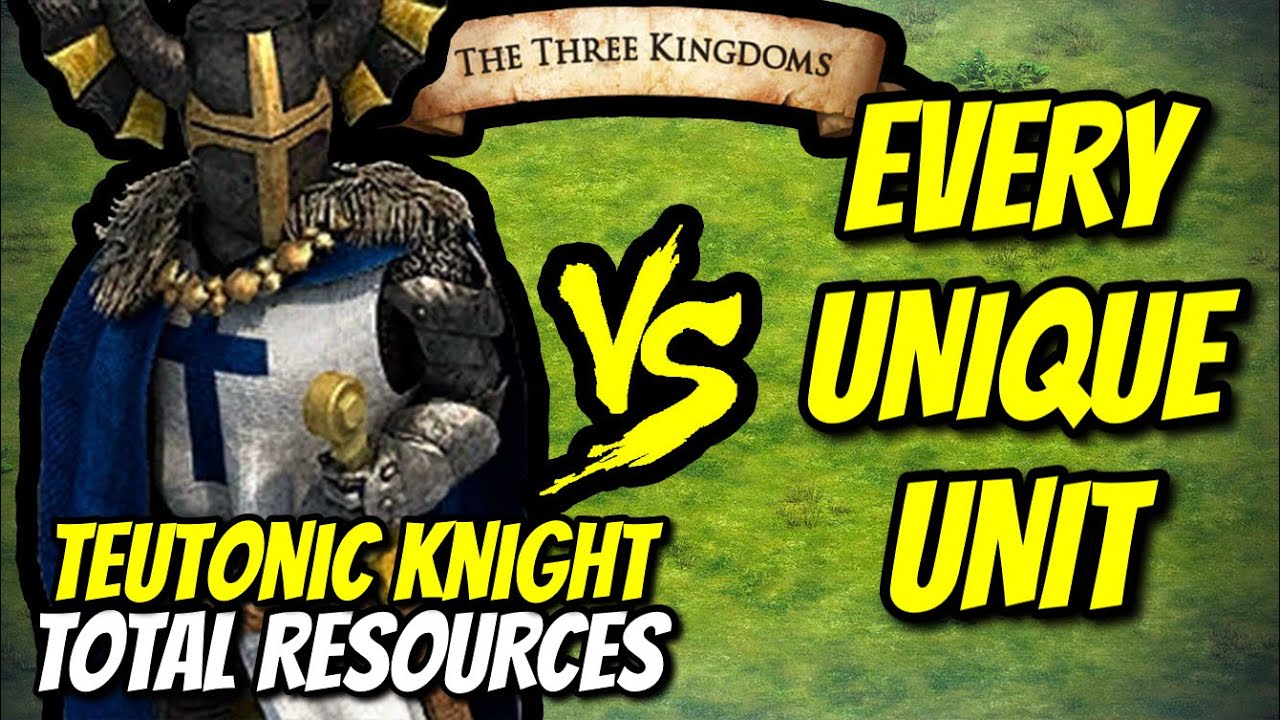 ELITE TEUTONIC KNIGHT vs EVERY UNIQUE UNIT (Total Resources) | The Three Kingdoms | AoE2
