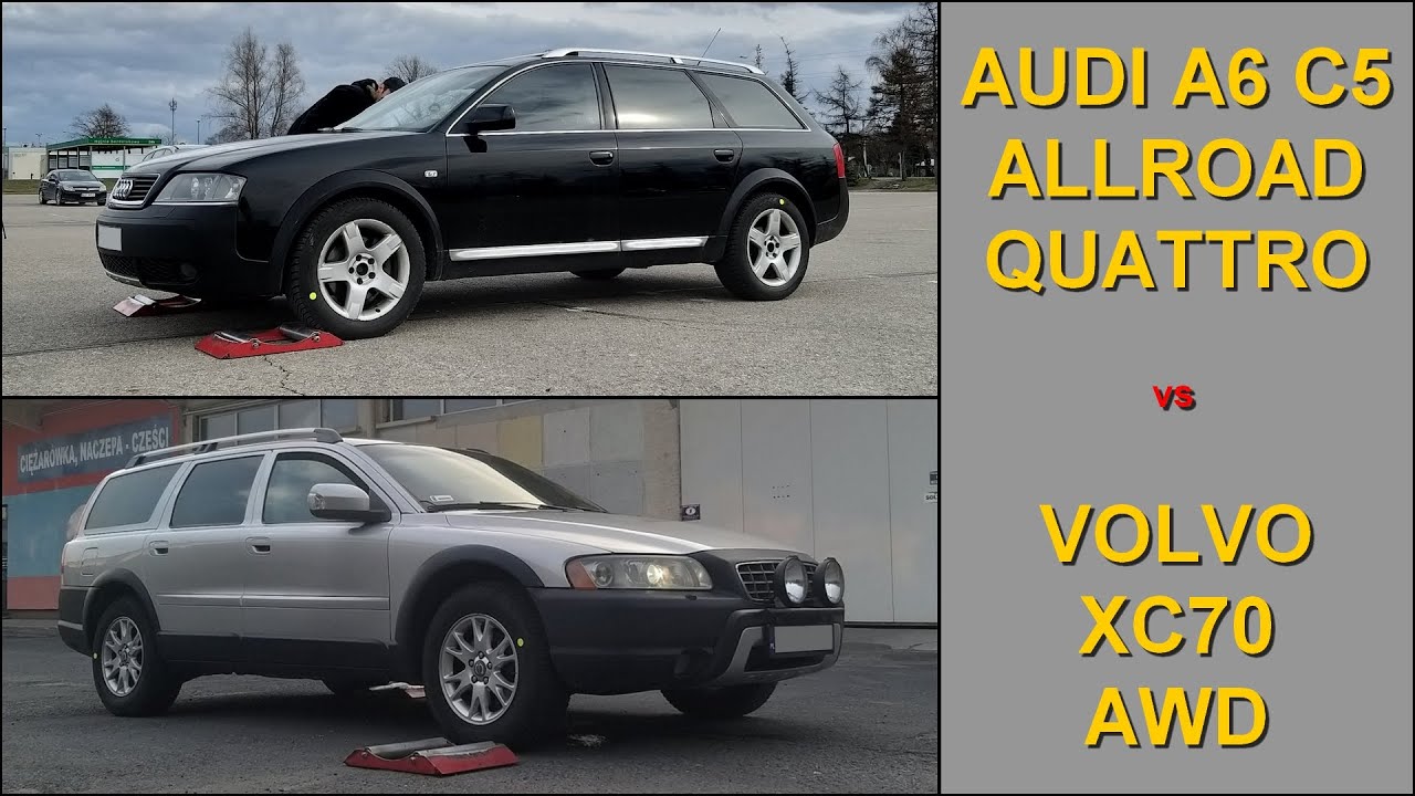 SLIP TEST - Audi A6 C5 Allroad Quattro vs Volvo XC70 AWD - TORSEN vs HALDEX - @4x4.tests.on.rollers