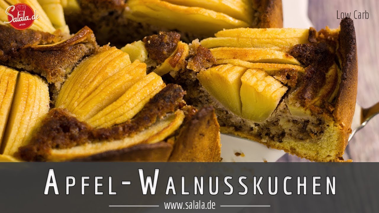 Apfel Walnusskuchen Rezept Low Carb ohne Zucker ohne Mehl glutenfrei