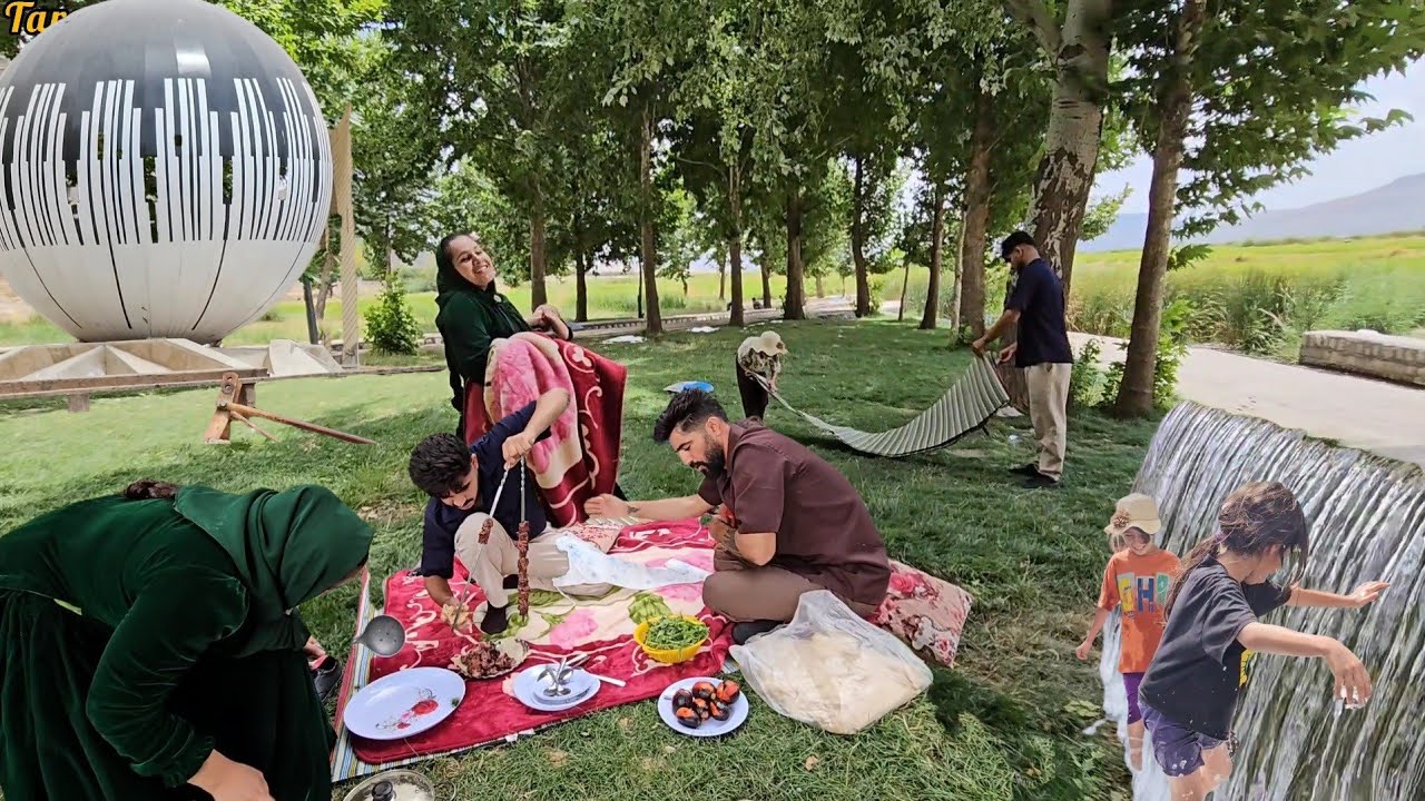 🌿🏡 Rural Family Adventure 💦🌳 Sajjad ❤️ Raheleh 👨&zwj;👩&zwj;👧&zwj;👦 Nature 🌞 Picnic 🍲 Fun 🎡 Happy Memories ✨