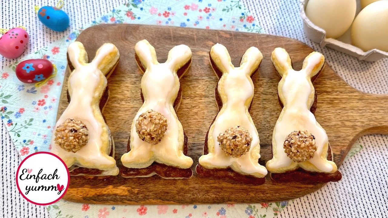 Schnelle Osterhäschen 🐰 mit Nutella®-Füllung & Giotto® Bommelschwänzchen   Last Minute Rezept