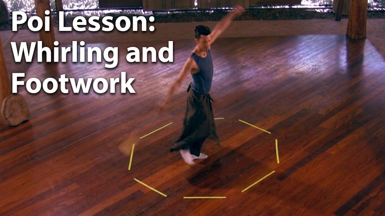 Poi Lesson: Whirling and Footwork (with extended VJlucidTV visual remix)