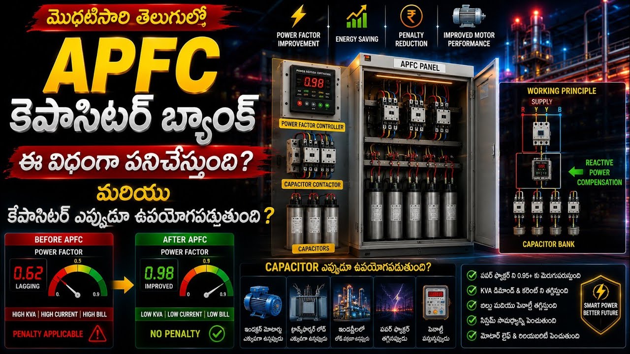 #మొదటిసారి తెలుగులోAPFC capacitor bank ఏ విధంగా పనిచేస్తుంది మరియు capacitor ఎప్పుడు ఉపయోగపడుతుంది ?