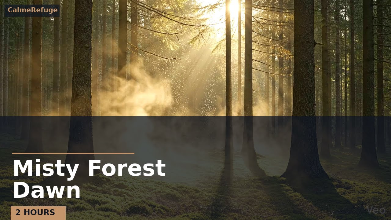 Misty Forest at Dawn 🌲 Peaceful Nature Sounds & Music for Deep Sleep, Meditation | 2 HOURS