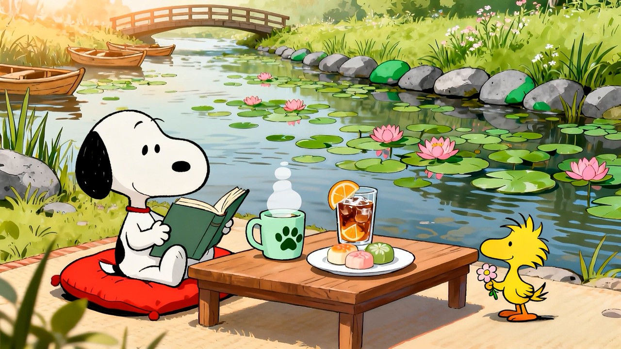 Snoopy's Lazy Summer by the River 🌊🍹 Soft Lofi Beats for Focus, Chill & Calm Minds