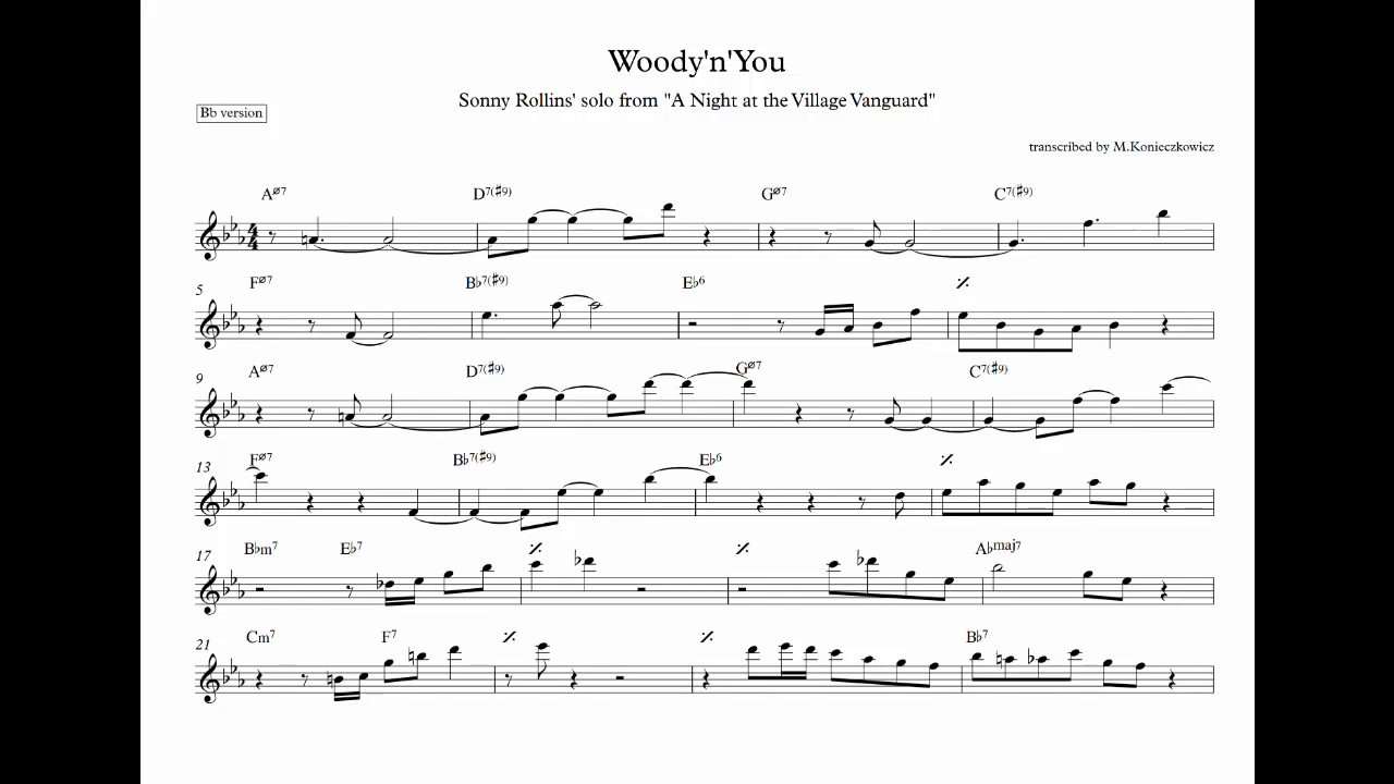 Woody 'n' You - Sonny Rollins' solo transcription