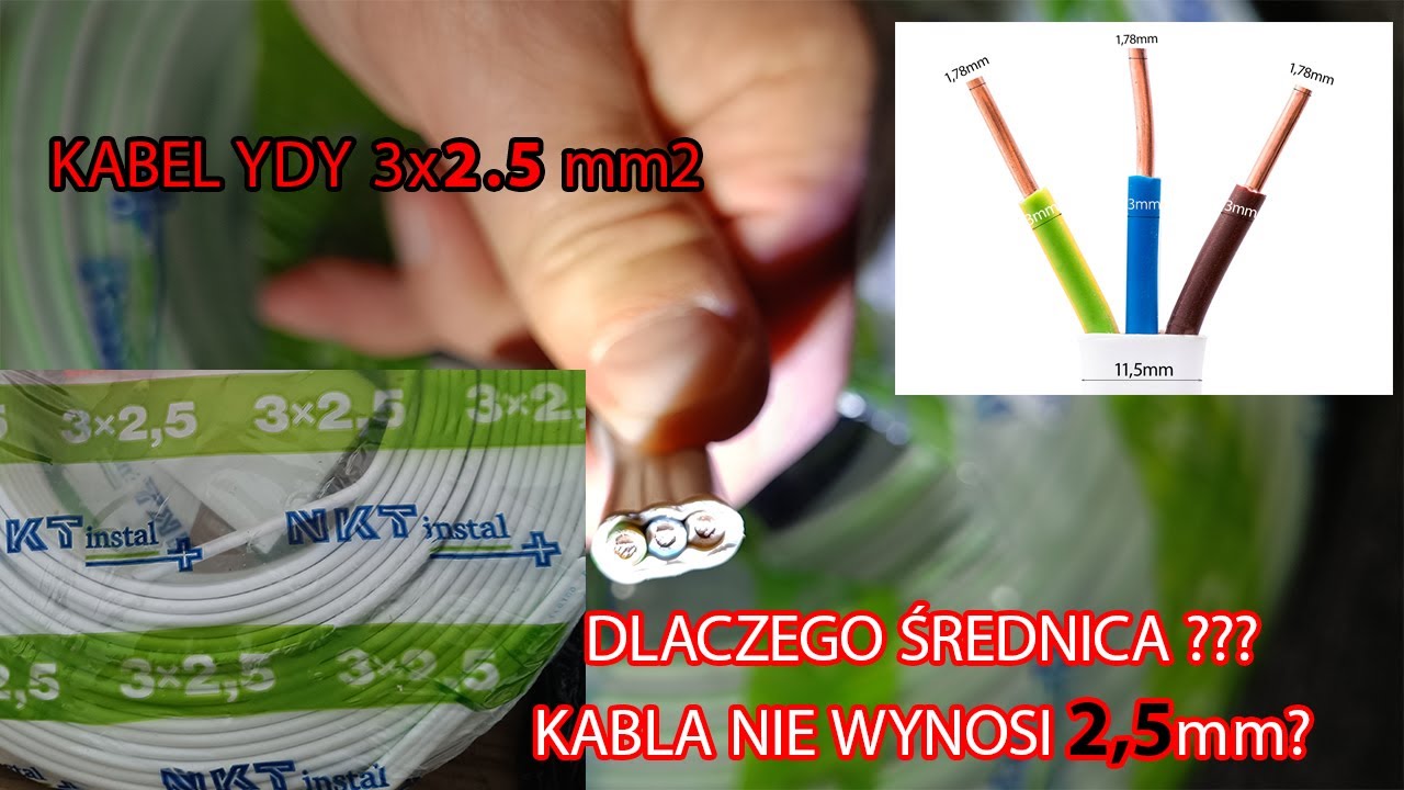Przew&oacute;d YDY 3x2,5 mm&sup2; &ndash; Jak zbudowany i dlaczego średnica nie wynosi 2,5 mm a mniej?