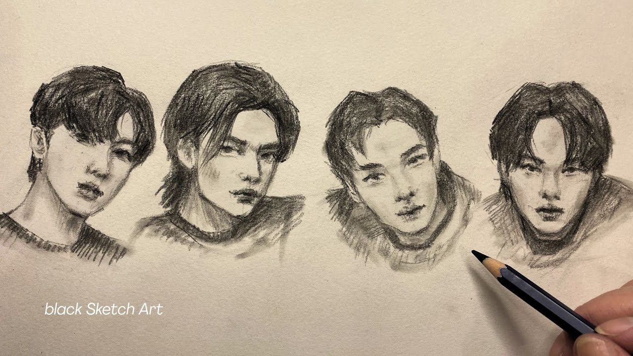 Easy Graphite Portrait Sketching - Stylized Faces Practice