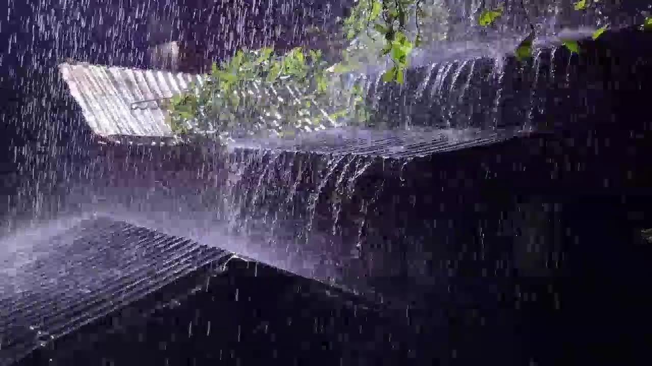 Fall Asleep Instantly 🌧️ Heavy Rain on Tin Roof with Deep Thunder