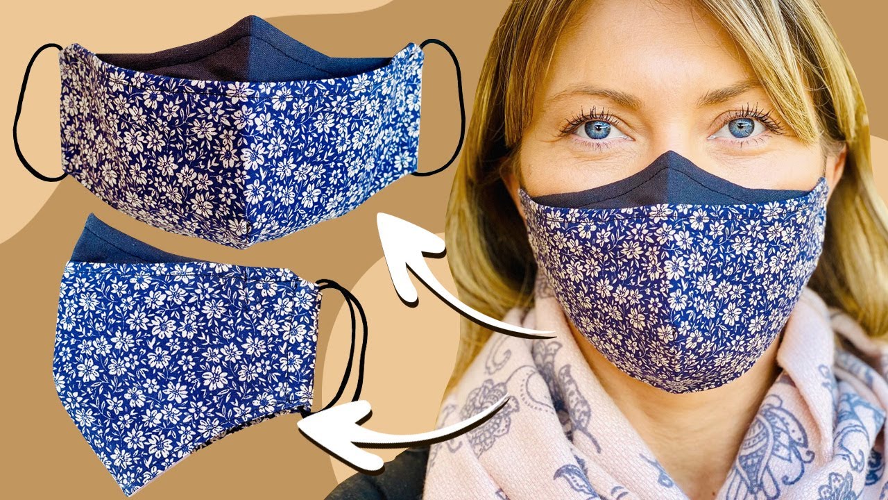 😷 НОВАЯ ДВУХЦВЕТНАЯ 3D-МАСКА ДЛЯ ЛИЦА ВСЕХ РАЗМЕРОВ S, M, L, XL / РУКОВОДСТВО ПО ШИТЬЮ С ШАБЛОНАМИ