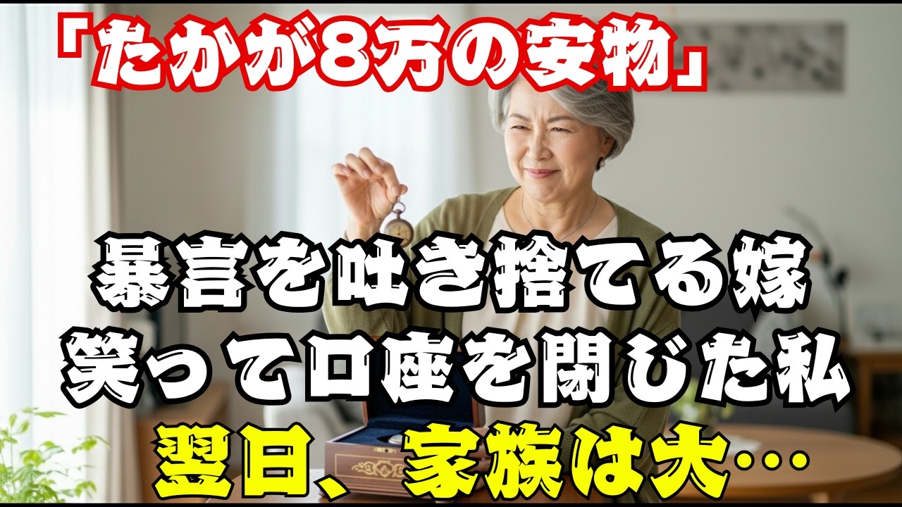 8万円の贈り物をバカにした嫁。資金源を絶たれた瞬間に顔面蒼白、翌日には一家崩壊へ。【60代以上の方へ】.