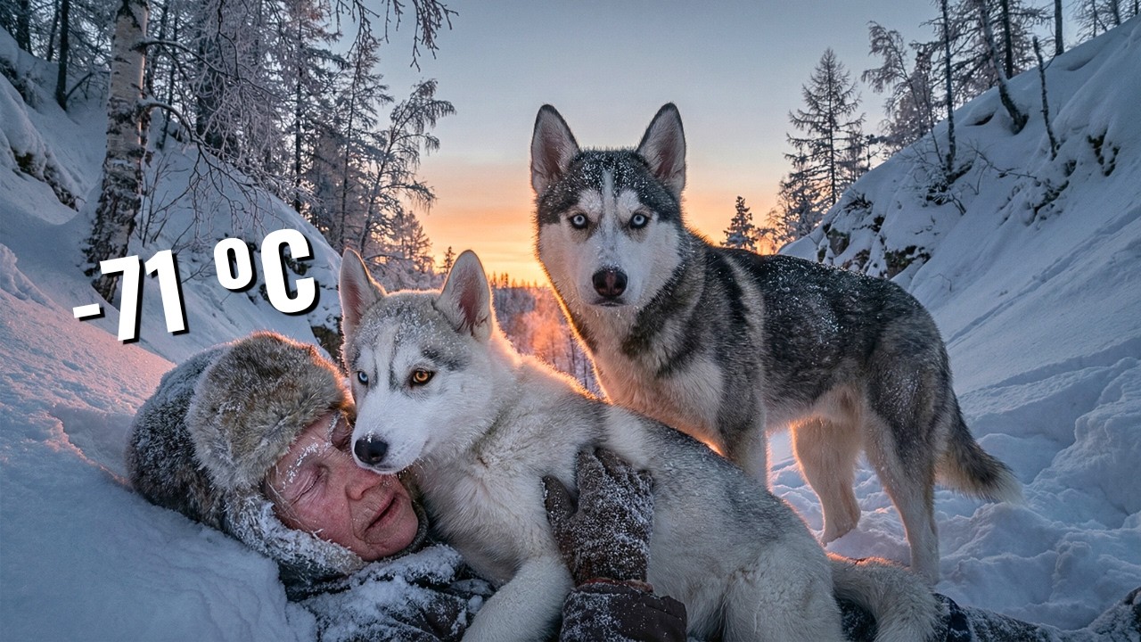 −71°C Blizzard | Two Husky Puppies Discovers an Elderly Woman Trapped in Snow