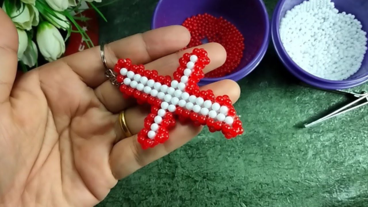 Cara Membuat Gantungan kunci Huruf X Manik manik | Keychain letter X Beads
