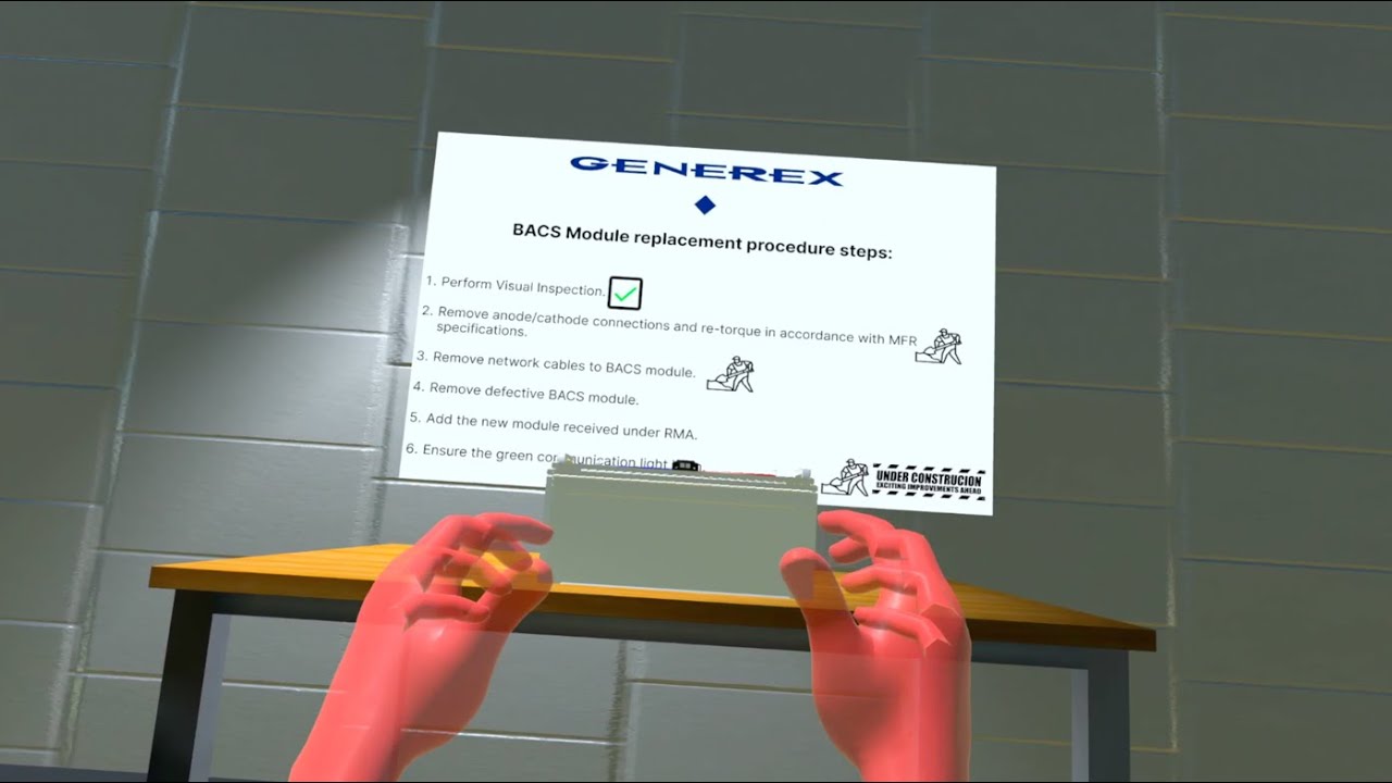 Generex Systems Inc. Battery Monitoring Training in Virtual Reality (BACS) Replacement Procedure