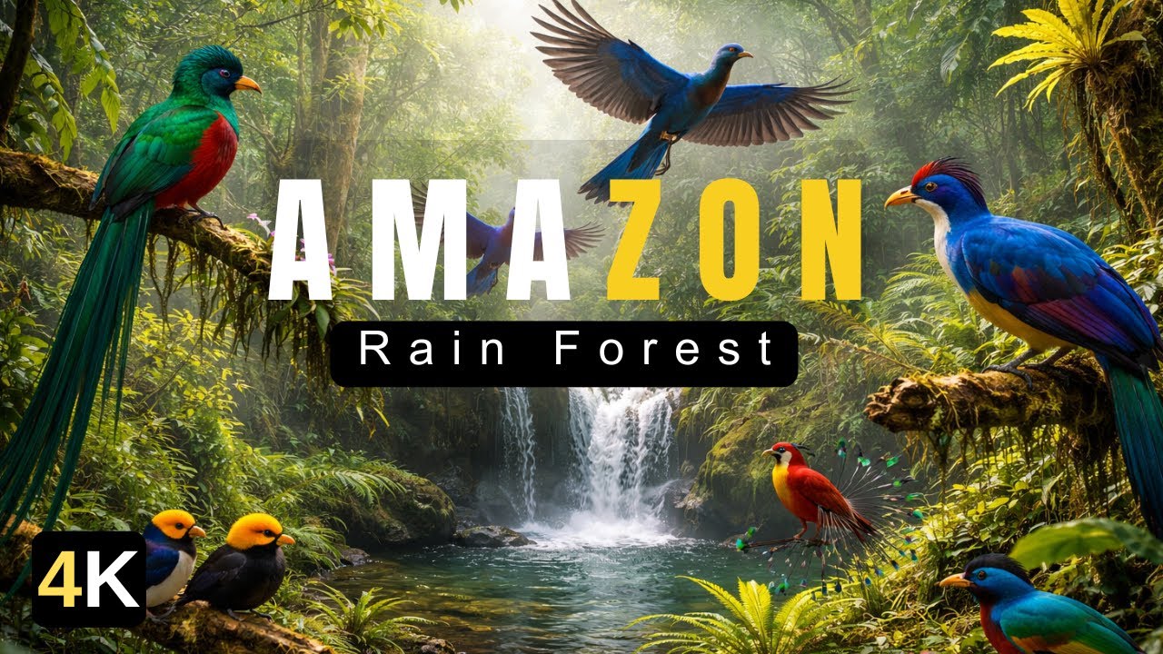 4K Amazon Rainforest | Relaxation with Jungle Atmosphere & Ani-mal Sounds