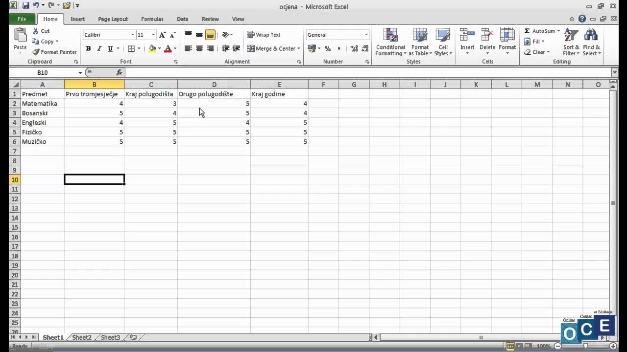 Excel: Otvaranje dokumenta, prepravke