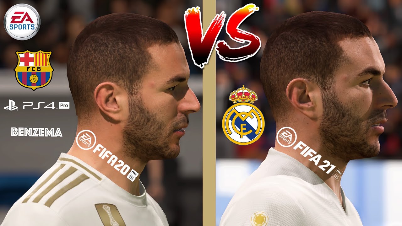 FIFA 21 VS FIFA 20 comparatif des graphismes du Gameplay Fc Barcelone - Real Madrid (4nir)