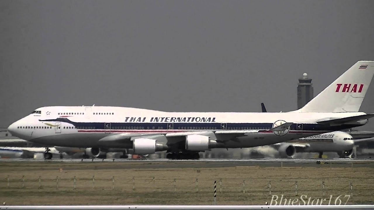 [Retro livery] Thai Airways International Boeing 747-400 (HS-TGP) takeoff from NRT/RJAA RWY 34L