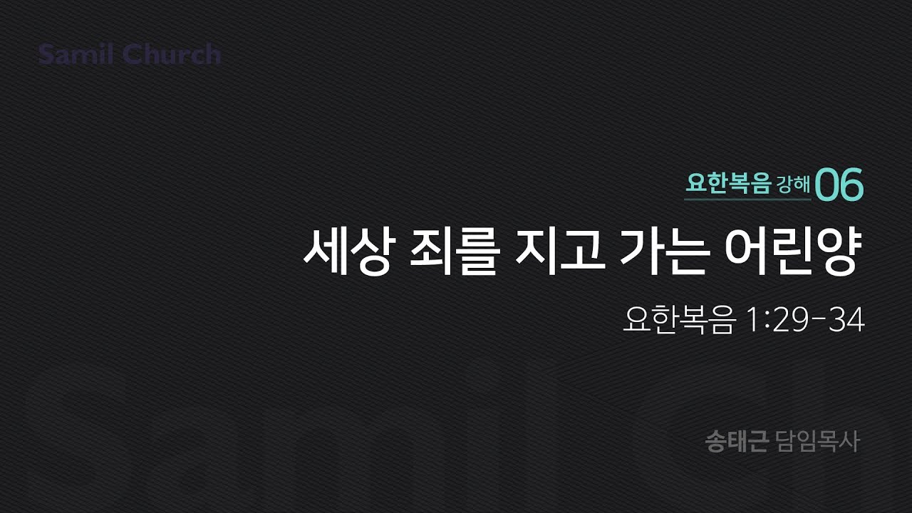 요한복음 강해(06) '세상 죄를 지고 가는 어린양'/ 송태근 목사