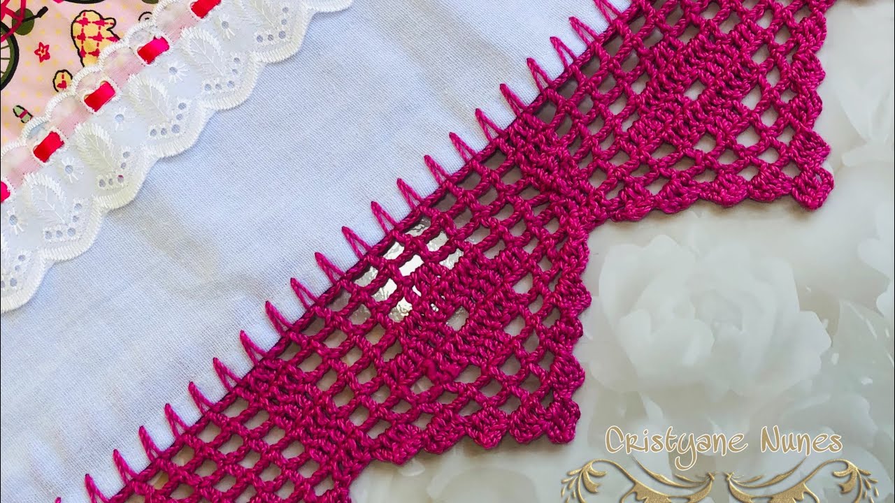 Bico de crochê fácil no pano de prato 💛🧶// bay: @CristyaneNunes