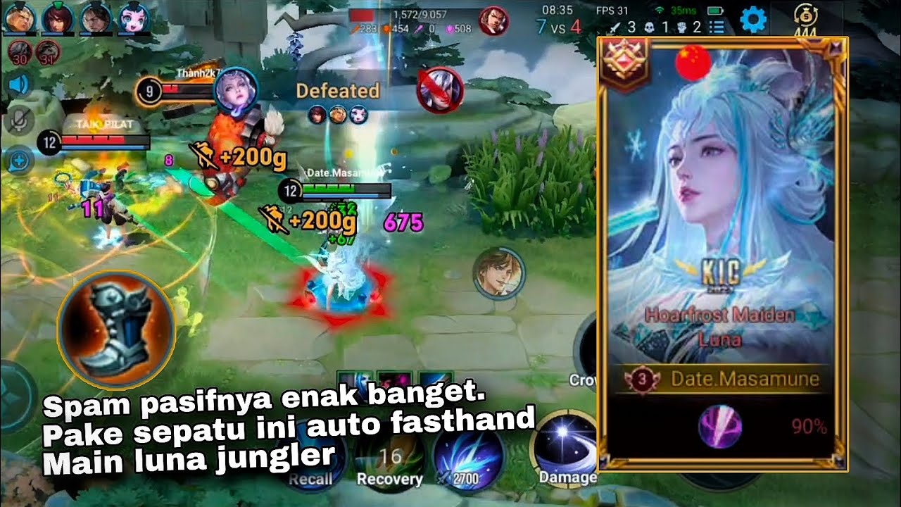 HONOR OF KINGS (LUNA) GILA ITEM INI BISA NGSPAM PASIFNYA LUNA😱 AUTO FASTHAND - HONOR OF KINGS GLOBAL
