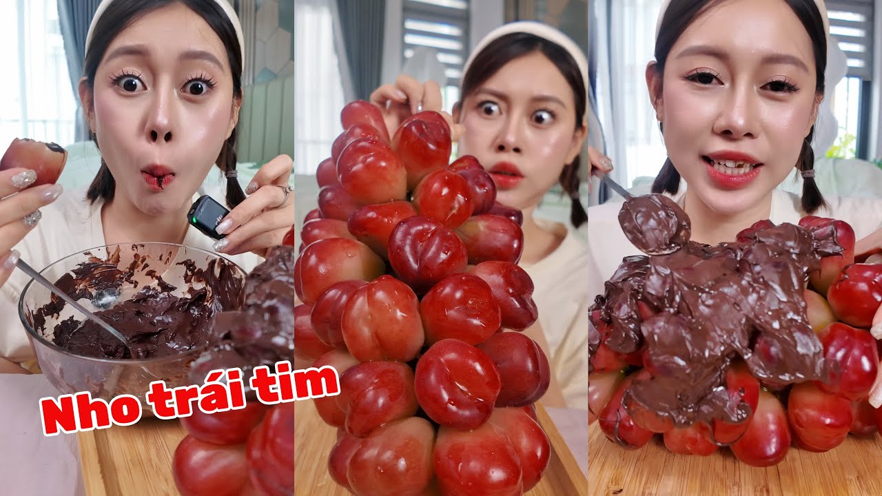 Nho Trái Tim Quét Socola - Ăn Ngập Miệng !!!