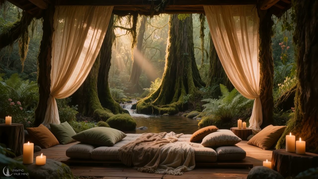 Forest Sanctuary with Soft Piano, Babbling Brook and Morning Birds
