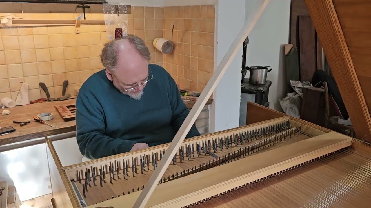 Testing new strings on French Double Manual Harpsichord after Blanchet-Taskin