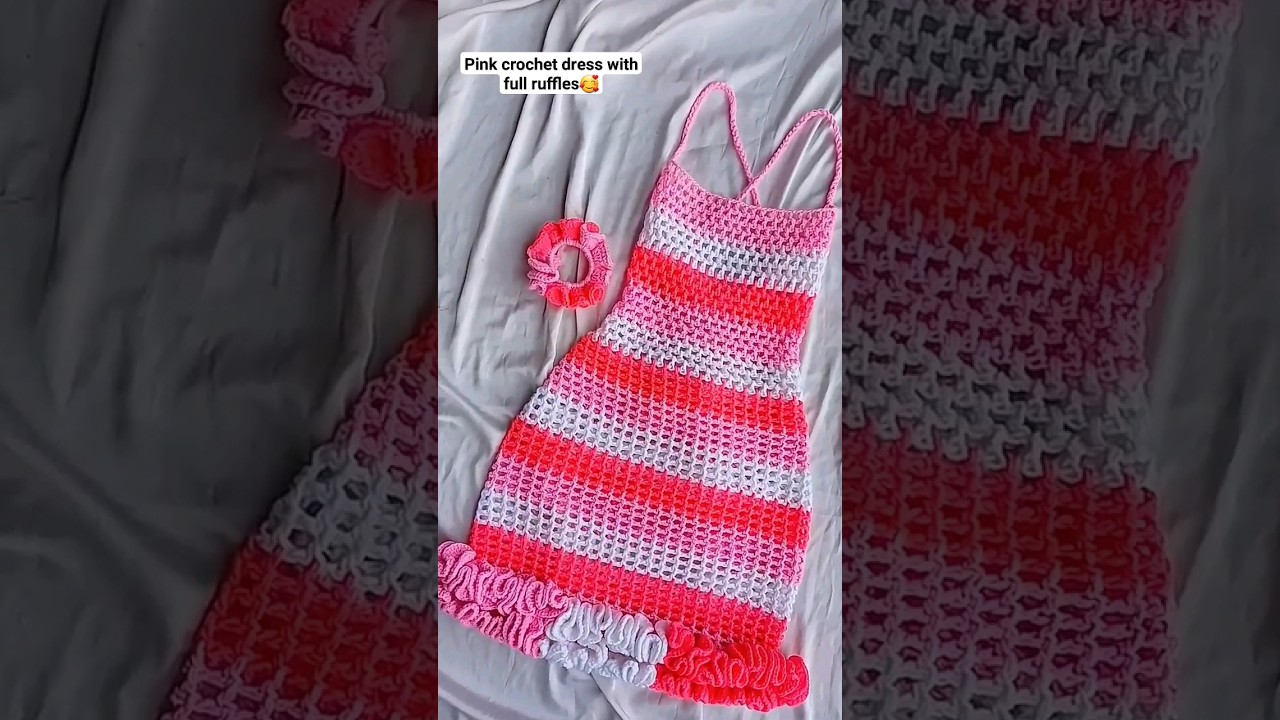 crochet ruffled mesh dress #crochetideas #crochetdress #crochetpattern