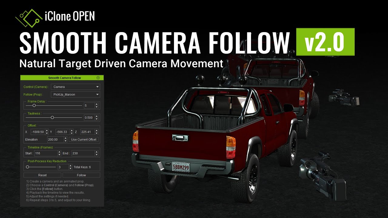 Smooth Camera Follow v2.0 - iClone Python Plugin (FREE)