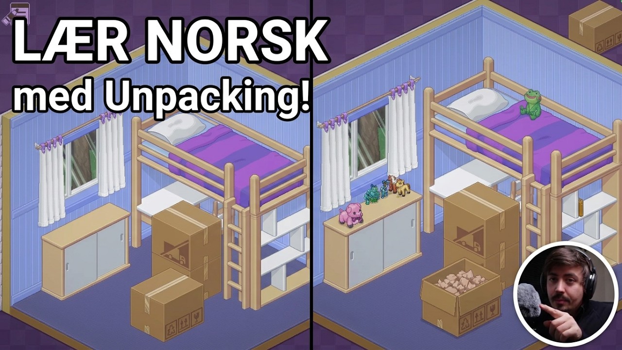 Let's Learn Norwegian with the Game Unpacking! Episode 1