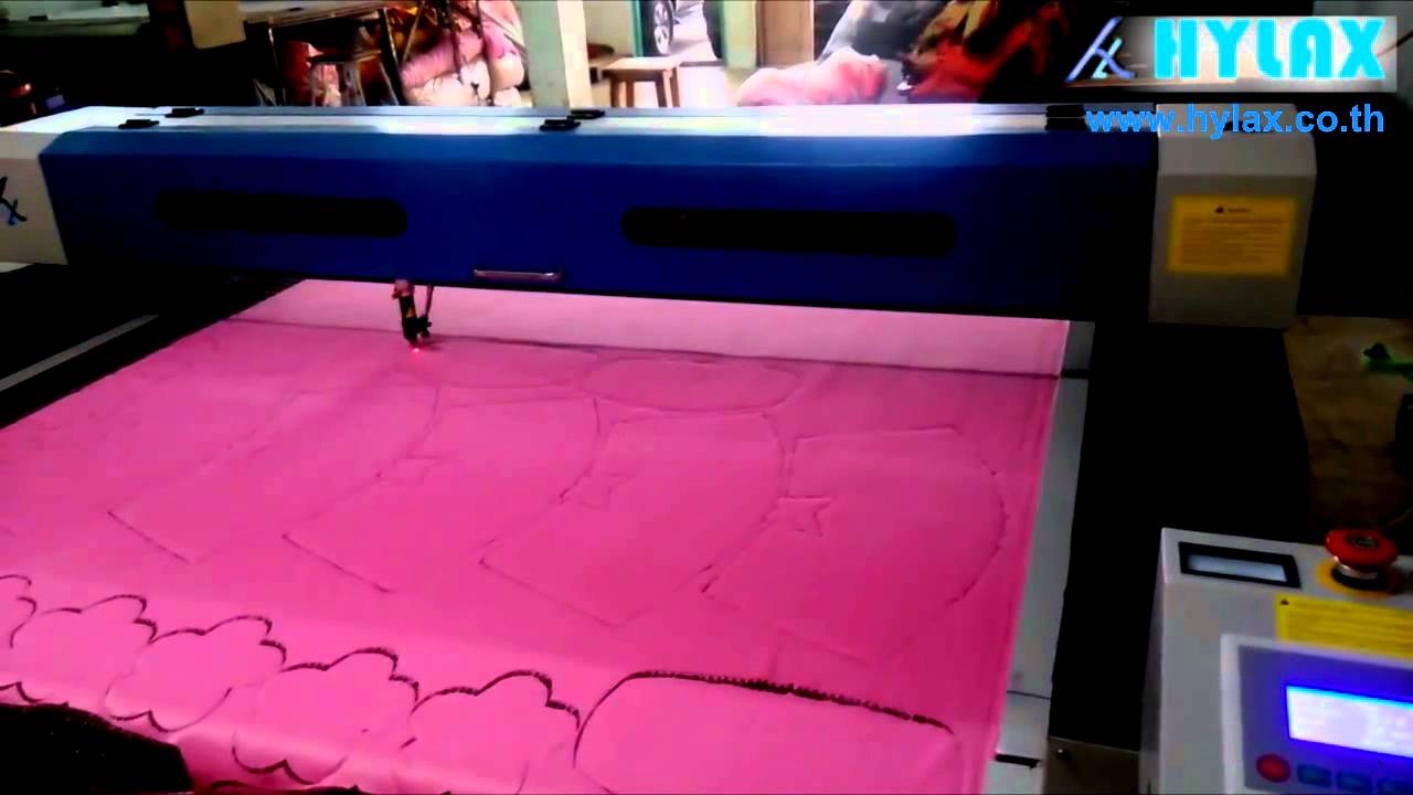 Hylax thailand Laser Cutting Auto feed on fabric/ไฮลักซ์ เลเซอร์ตัดผ้า แบบ Auto feed