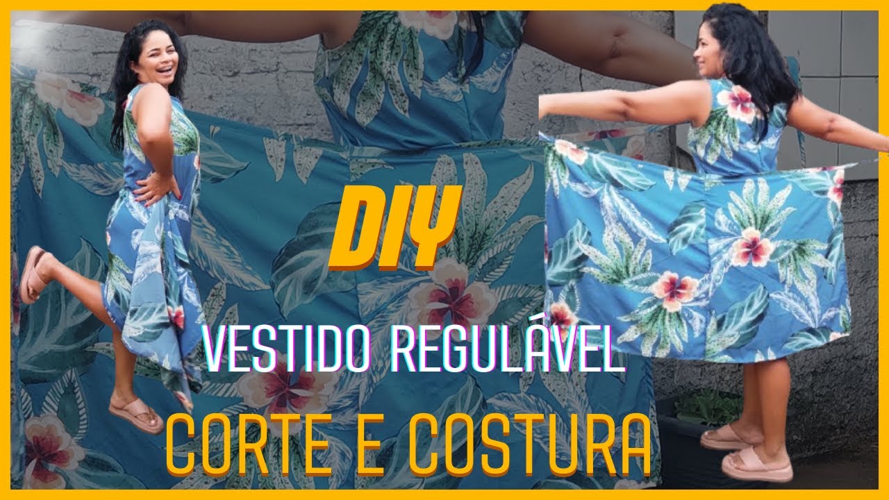 DIY Passo a passo do Corte e Costura Vestido com saia Reguladora ou Ajustavél