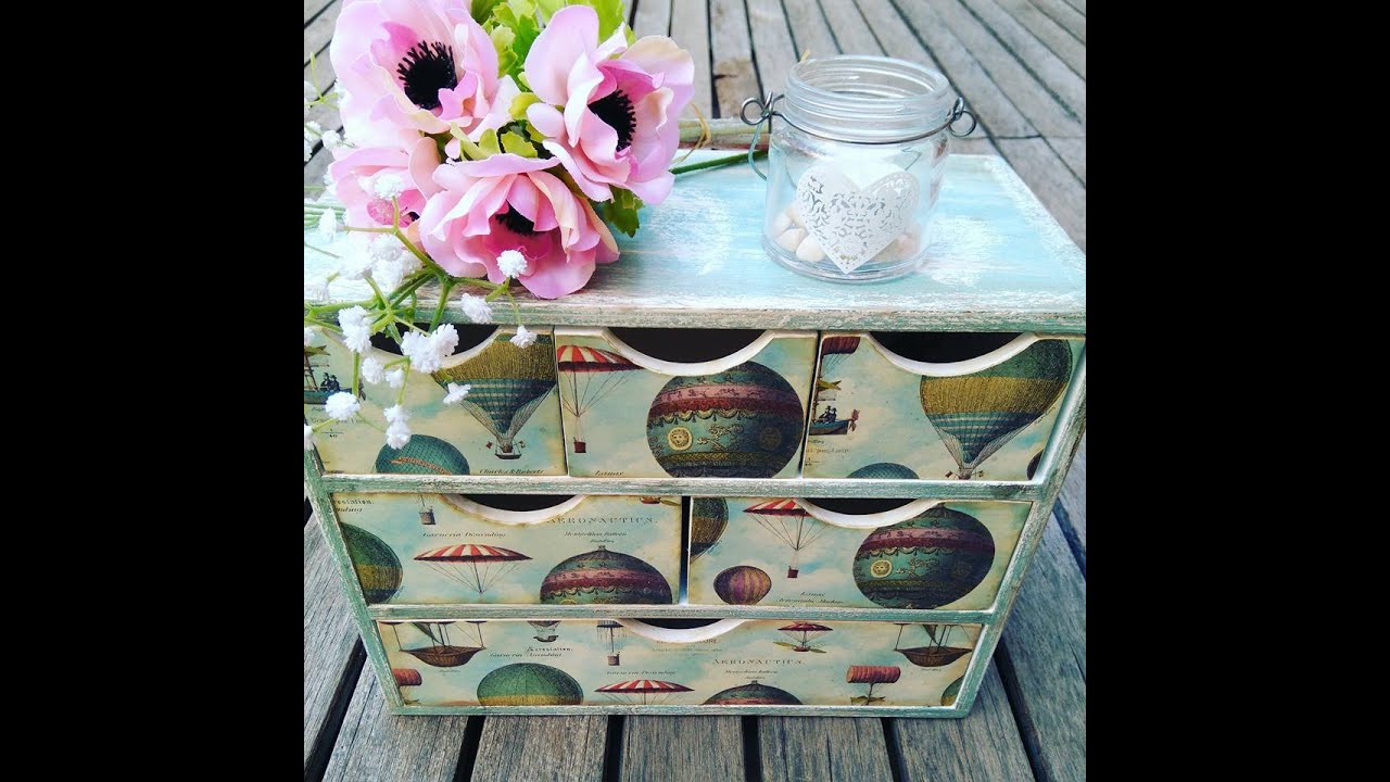C&oacute;mo decorar una cajonera vintage con chalk paint y papel