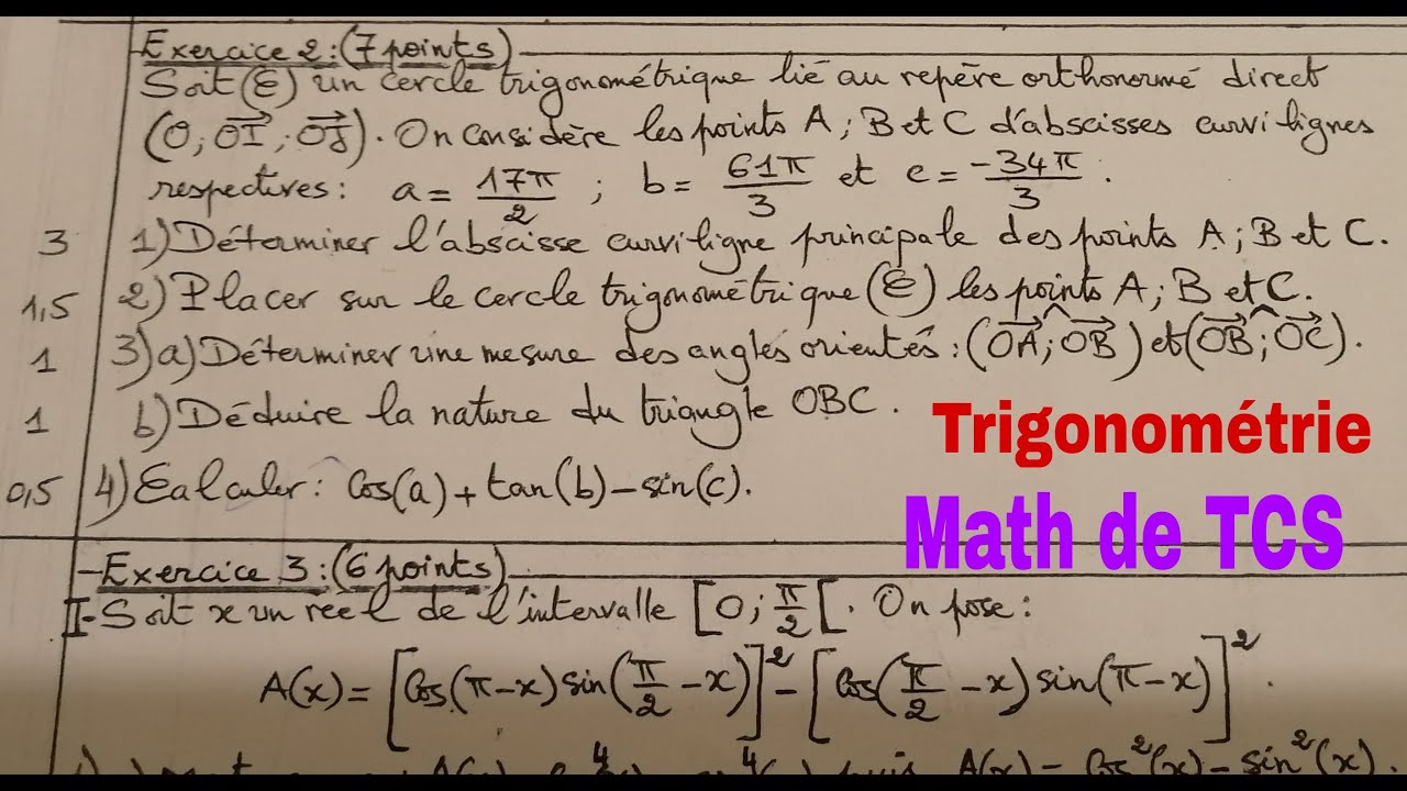 calcul trigonometrique.....math de tronc comun biof