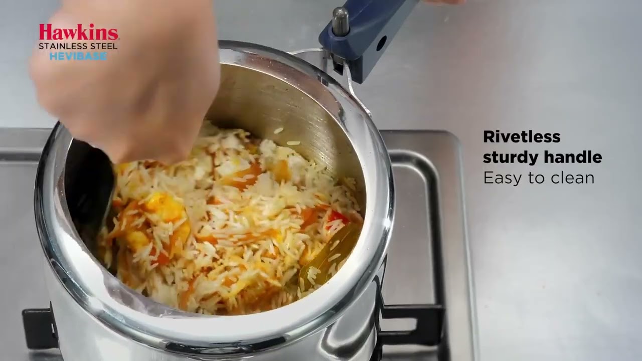 Hawkins 3 L Tall Stainless Steel Hevibase Pressure Cooker | Safe, Strong & Smart Cooking (HSI3T)