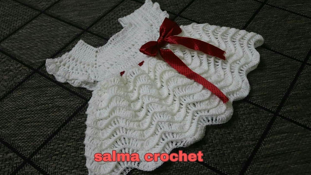 كروشيه فستان اطفال  بناتي بغرزة المروحة  لايا مقاس سهل  جدا خطوة بخطوة (2)crochet Baby Dress