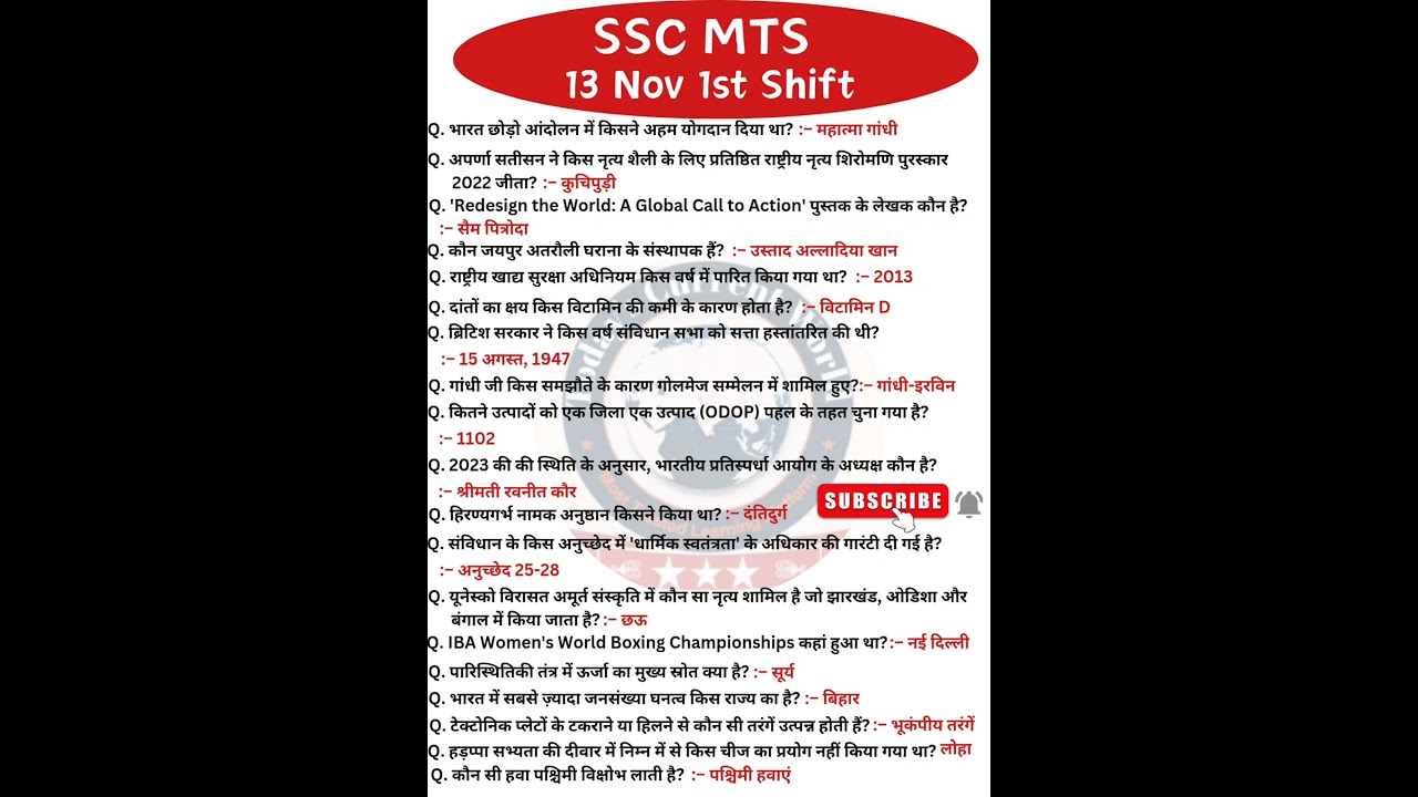 SSC MTS Exam Analysis 2024| SSC MTS Question Paper 2024 | 13 Nov 1st Shift | SSC MTS Paper Solution