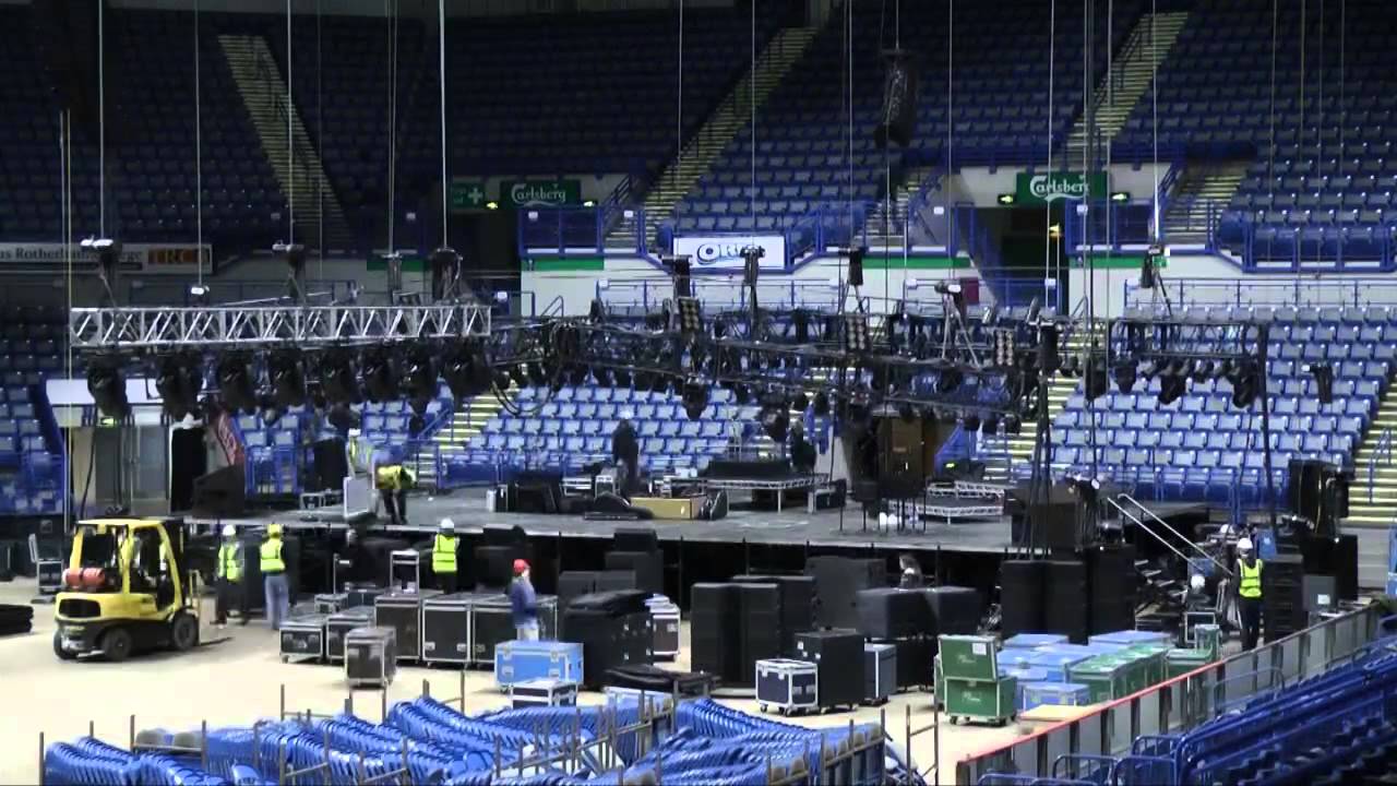 Building of Sheffield Arena for Young Voices Concerts in the snow