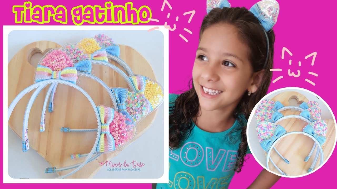 DIY TIARA GATINHO  - Orelha cristal e paetê @mimosdadeise_1314