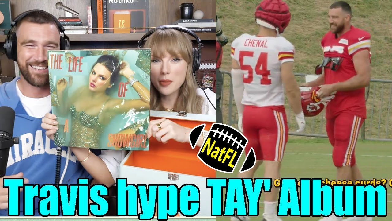 VIDEO! Travis Kelce Hypes up Taylor Swift's new Album with teammates at practice today