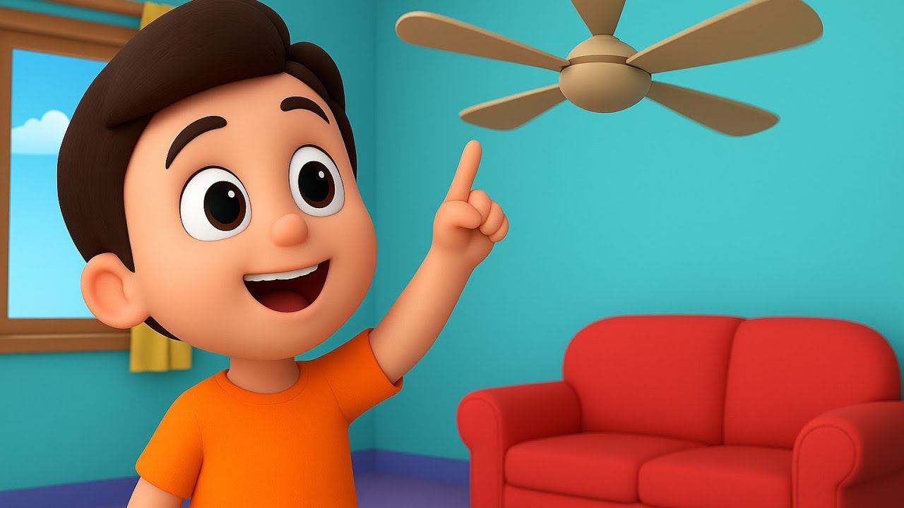 Upar Pankha Chalta Hai Cartoon Song 😄 | Hindi Rhymes for Kids | Fun Learning Baby Video