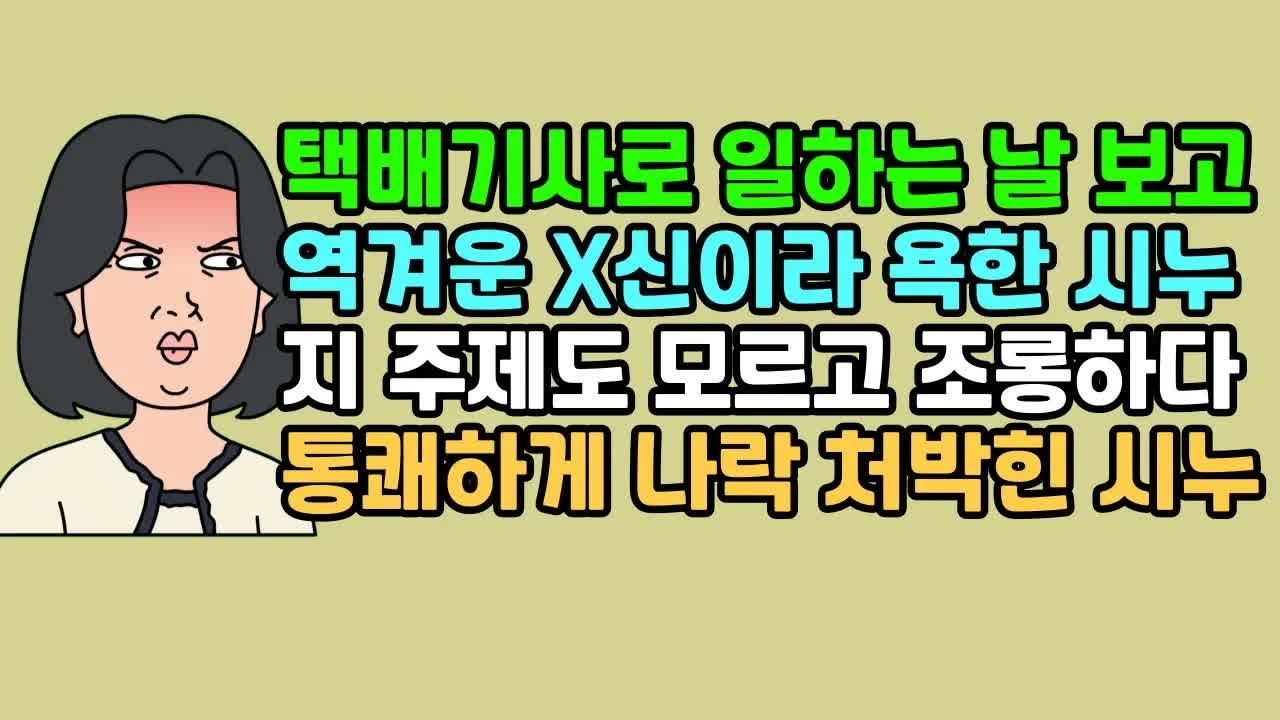 사연듣기 택배기사로 일하는 날 보고 역겨운 X신이라 욕한 시누, 지 주제도 모르고 조롱하다 통쾌하게 나락 처박힌 시누 ｜ 카톡썰 ｜ 사이다사연