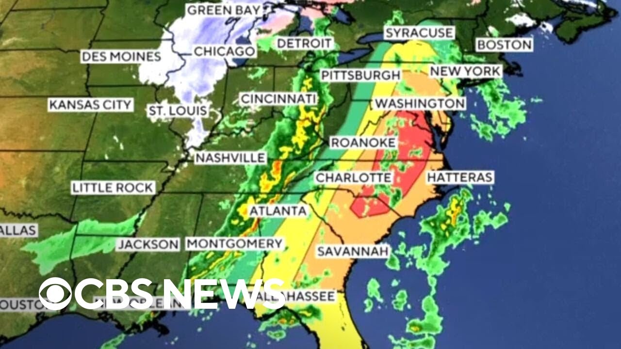 Snow slams parts of the Midwest as the East Coast braces for severe storms